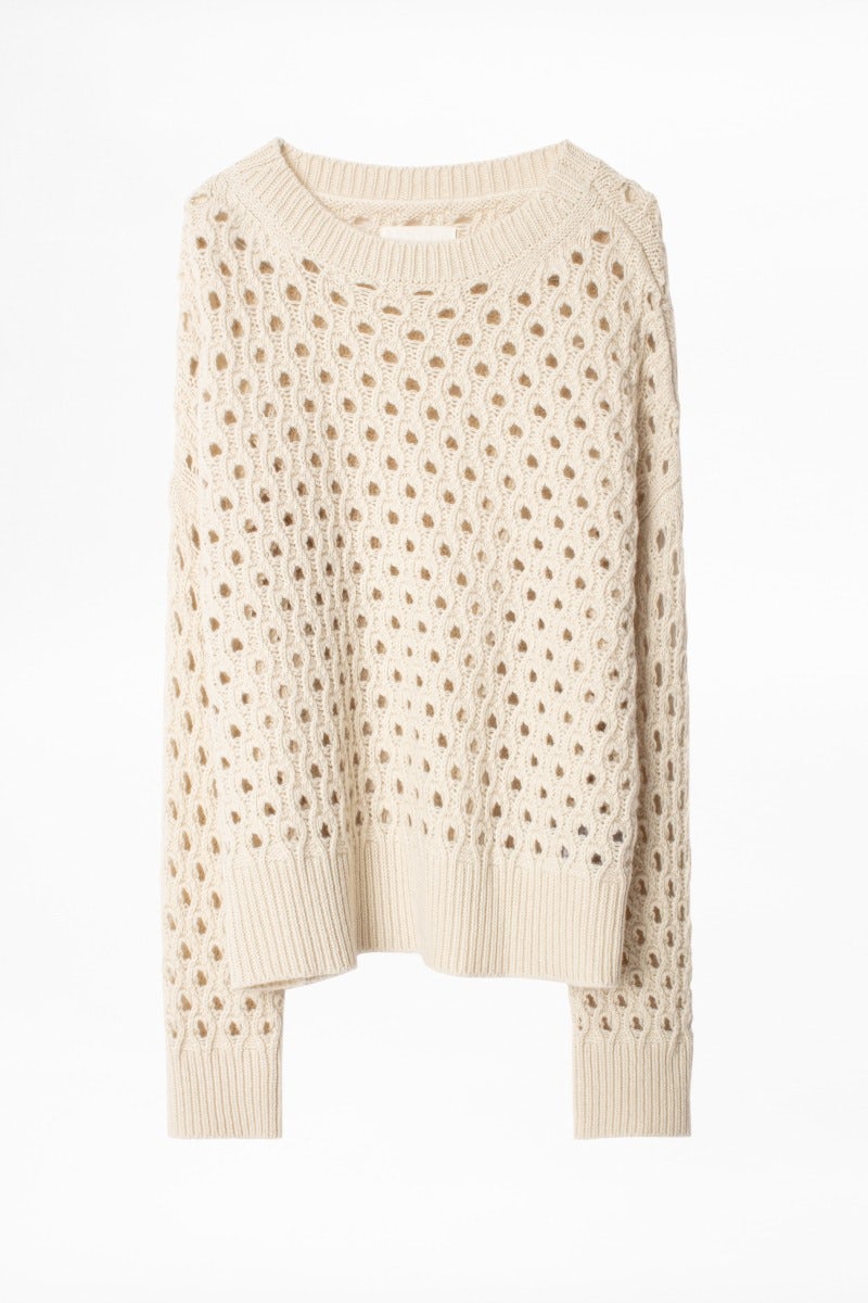 Pull Douna - Pull beige femme, en cachemire recyclé.